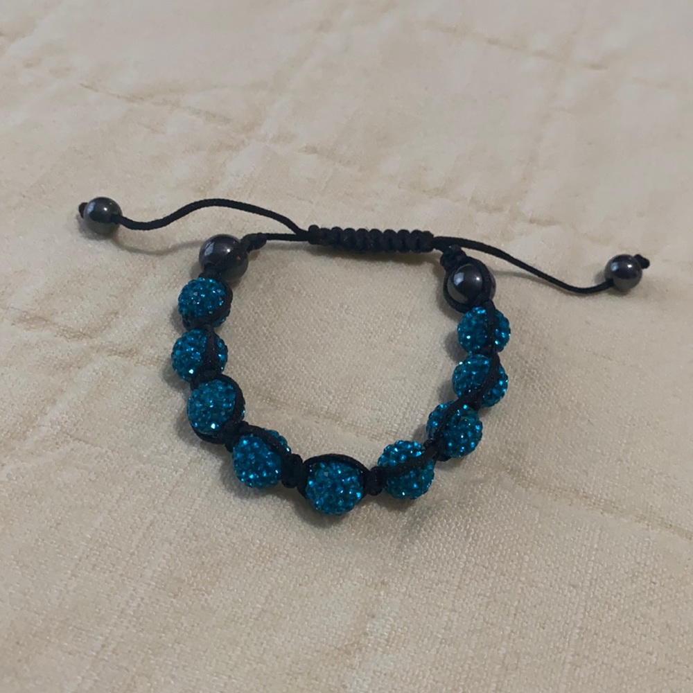 Blue Rhinestone Adjustable Bracelet